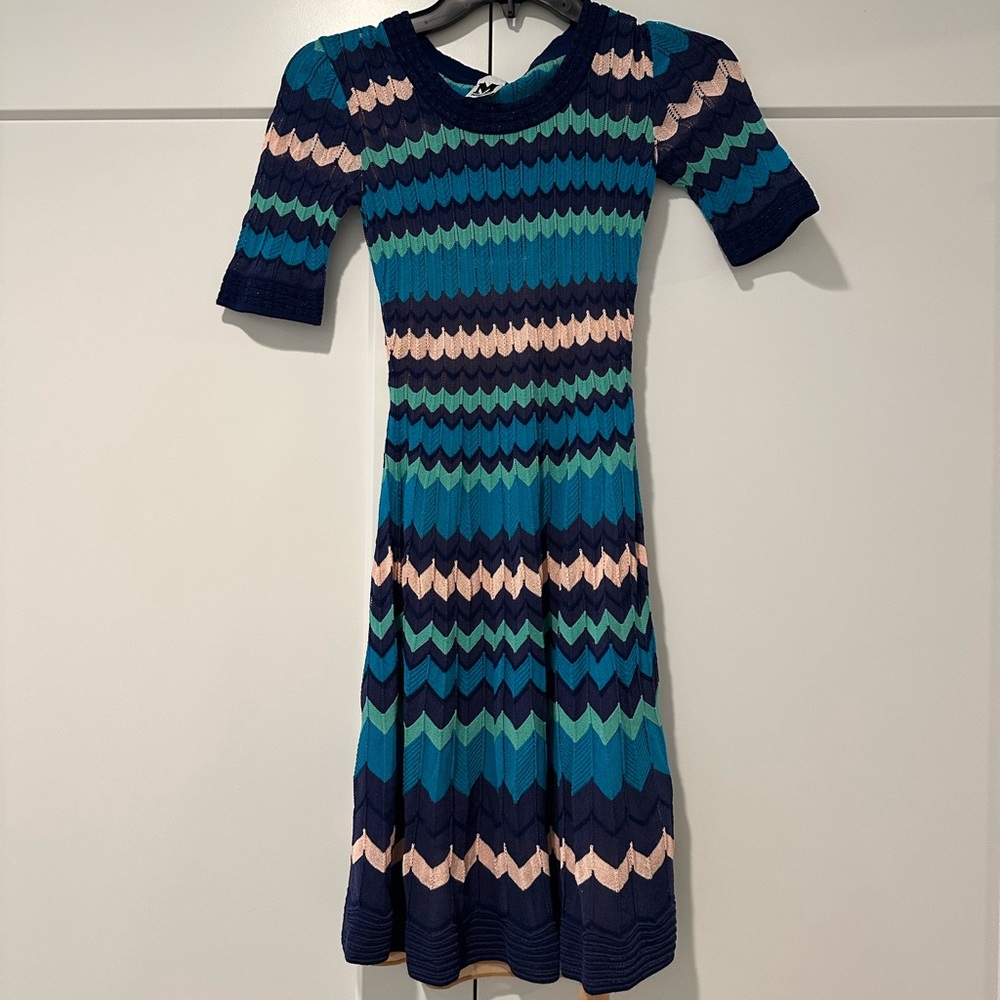 Missoni Chevron Knit Dress - Blue and Pink
